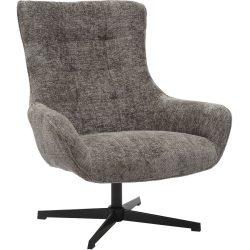 Sessel Idis Grau/Schwarz Stoff/Metall 81 cm 85 cm Drehbar - Farbe: Dunkelgrau, Schwarz - Material: Polyester Chenillestoff, Metall - Sessel