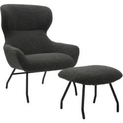 Sessel Idis Grau/Schwarz Stoff/Metall 79 cm 82 cm - Farbe: Anthrazit, Schwrz - Material: Polyester Teddyfell, Metall - Sessel