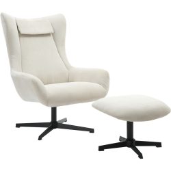 Sessel Idis Beige/Schwarz Stoff/Metall 82 cm 85 cm Drehbar - Farbe: Beige, Schwarz - Material: Cordstoff (92% Polyester, 8% Polyamid), Metall - Sessel