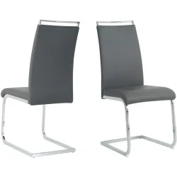 Stuhl 2er-Set Nira Grau Kunstleder 42 cm 101 cm - Stuhl 2er-Set