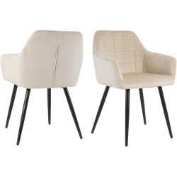 Sessel 2er-Set Nira Beige/Schwarz Samt/Metall 59 cm 62 cm - Farbe: Beige, Schwarz - Material: Samt (100% Polyester), Metall - Sessel 2er-Set