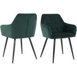 Sessel 2er-Set Nira Grün/Schwarz Samt 59 cm 62 cm - Farbe: Grün, Schwarz - Sessel 2er-Set