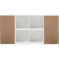 Sideboard Mister Weiss/Braun Holzwerkstoff 136 cm 69 cm - Farbe: Weiss, Natur - Material: Spanplatte Eiche Nachbildung - Sideboard