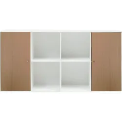 Sideboard Mister Weiss/Braun Holzwerkstoff 136 cm 69 cm - Farbe: Weiss, Natur - Material: Spanplatte Eiche Nachbildung - Sideboard