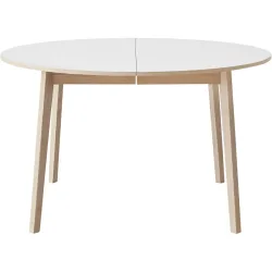 Esstisch rund Sinthya Weiss Holz/MDF 130 cm - Farbe: weiss/eiche - Material: Eiche, Melamin - Esstisch rund