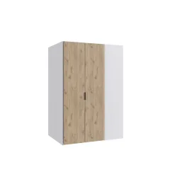 Kleiderschrank Nordy Weiss Holz 135 cm 97 cm 197 cm - Farbe: weiss/Eiche Nachbildung - Material: Holzwerkstoff - Kleiderschrank