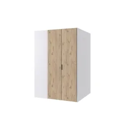 Kleiderschrank Nordy Weiss Holz 135 cm 127 cm 197 cm - Farbe: weiss/Eiche Nachbildung - Material: Holzwerkstoff - Kleiderschrank