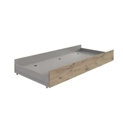 Bettschubkasten Nordy Weiss Holz 90 x 200 cm - Farbe: weiss/Eiche Nachbildung - Material: Holzwerkstoff - Bettschubkasten