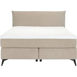 MyDeal Boxspringbett Ron Beige Polyester 160 x 200 cm - Farbe: ivory - Boxspringbett