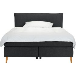 MyDeal Boxspringbett Ron Grau Polyester 160 x 200 cm - Farbe: anthrazit - Boxspringbett