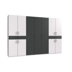Kleiderschrank Tiby Weiss Holz 313 cm 58 cm 208 cm - Farbe: Weiss/graphit - Material: Holzwerkstoff - Kleiderschrank