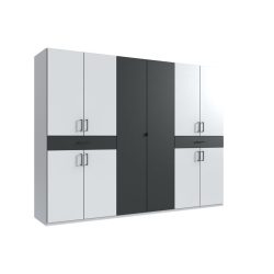 Kleiderschrank Tiby Weiss Holz 270 cm 58 cm 208 cm - Farbe: Weiss/graphit - Material: Holzwerkstoff - Kleiderschrank