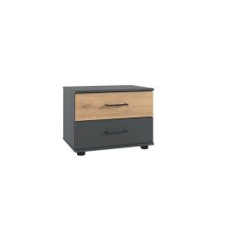 Nachttisch Tiby Grau/Braun Holz 52 cm - Farbe: graphit/Eiche Nachbildung - Material: Holzwerkstoff - Nachttisch