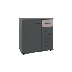 Kommode Tiby Grau Holz 81 cm 41 cm - Farbe: graphit - Material: Holzwerkstoff - Kommode