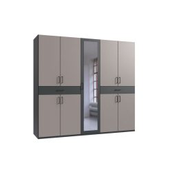 Kleiderschrank Tiby Grau Holz/Holzwerkstoff 225 cm 58 cm 208 cm - Farbe: graphit - Kleiderschrank