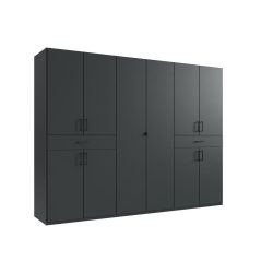 Kleiderschrank Tiby Grau Holz 270 cm 58 cm 208 cm - Farbe: graphit - Material: Holzwerkstoff - Kleiderschrank