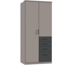 Kleiderschrank Coty Grau Holz/Holzwerkstoff 90 cm 58 cm 199 cm - Farbe: graphit - Kleiderschrank