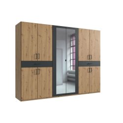 Kleiderschrank Tiby Grau Holz/Holzwerkstoff 270 cm 58 cm 208 cm - Farbe: graphit/Eiche Nachbildung - Kleiderschrank