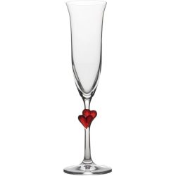 Champagnergläser-Set L'Amour Transparent/Rot Glas 24.2 cm 6.7 cm - Farbe: Transparent/Weinrot - Champagnergläser-Set