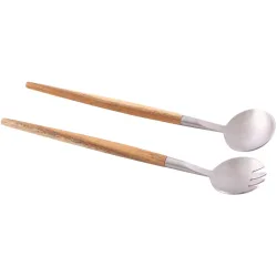POINT-VIRGULE Salatbesteck Living Braun Holz/Stahl - Material: Akazie - Salatbesteck