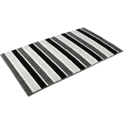 Vossen Badteppich Fancy Schwarz/Weiss Kunstfaser 70 cm 120 cm - Farbe: Flanell - Material: Polyacryl - Badteppich