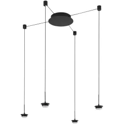 Pendellampe Cara Schwarz Metall 20 cm 200 cm - LED - Lichtfarbe: Extra warmweiss - Helles Neutralweiss - Pendellampe- LED Energiesparlampe