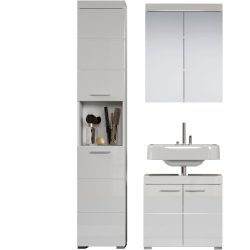 Badezimmer-Set Clairo Weiss Holz 112 cm 34 cm 190 cm - Material: Holzwerkstoff - Badezimmer-Set