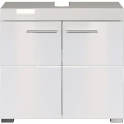 Waschbeckenunterschrank Clairo Weiss Holz 60 cm 34 cm Ausziehbar - Material: Holzwerkstoff - Waschbeckenunterschrank