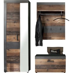 Garderobenmöbel-Set Fuerte Grau Holz 160 cm 192 cm - Farbe: graphit - Material: Holzwerkstoff - Garderobenmöbel-Set