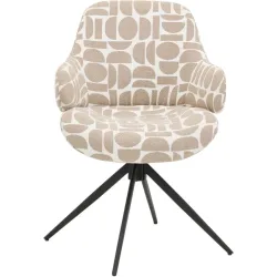 Armlehnstuhl Tuya Beige/Grau Polyester 57.5 cm Drehbar - Farbe: Greige - Armlehnstuhl
