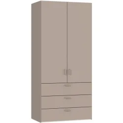 LIVIQUE, Kleiderschrank Arena Drehtüren Weiss Holz 102 cm 59 cm 220 cm - Material: Holzwerkstoff - Schweizer Möbelhersteller - Kleiderschrank
