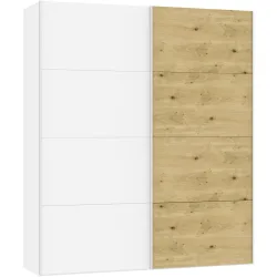 LIVIQUE, Kleiderschrank Arena Schwebetüren Weiss Holz 203 cm 65 cm 236 cm - Material: Holzwerkstoff - Schweizer Möbelhersteller - Kleiderschrank