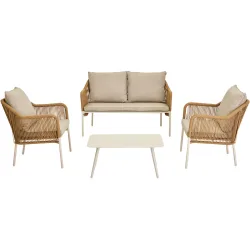 Lounge-Set Rattan/Olefin - Material: Kunstrattan - 50