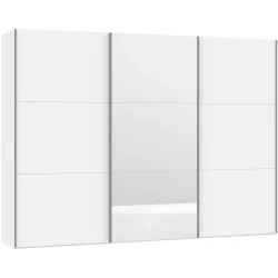 LIVIQUE, Kleiderschrank Arena Schwebetüren Weiss Holz 302 cm 65 cm 220 cm - Material: Holzwerkstoff - Schweizer Möbelhersteller - Kleiderschrank