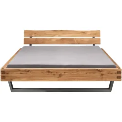 Bett Tepo Braun Holz 140 x 200 cm - Farbe: natur geölt - Material: Wildeiche - Bett