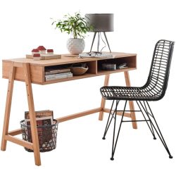 Schreibtisch Iris Braun Holz 126 cm Höhenverstellbar (manuell) - Farbe: gelaugt - Material: Kiefer - Schreibtisch