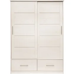 Kleiderschrank Iris Weiss Holz 145 cm 57.5 cm 200 cm - Material: Kiefer - Kleiderschrank