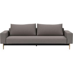 Bettsofa Idun Beige/Grau Stoff 242 cm 100 cm Ausziehbar - Farbe: graubeige - Bettsofa