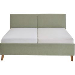 Bett Nola Grün Stoff 180 x 200 cm - Farbe: Lindengrün - Bett