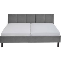Bett Jess Grau Stoff 140 x 200 cm - Farbe: lichtgrau - Bett