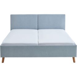 Bett Nola Blau Stoff 160 x 200 cm - Farbe: hellblau - Bett