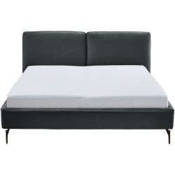 Bett Ibli Schwarz Stoff 180 x 200 cm - Bett