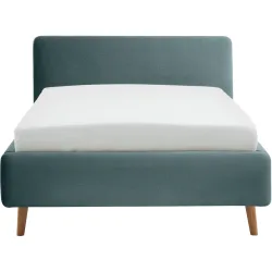 Bett Senja Blau/Grün Stoff 140 x 200 cm - Farbe: blaugrün - Bett