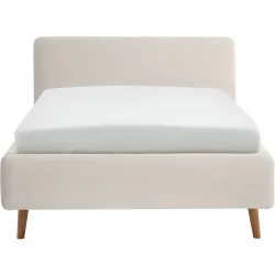 Bett Senja Beige Stoff 140 x 200 cm - Farbe: elfenbein - Bett