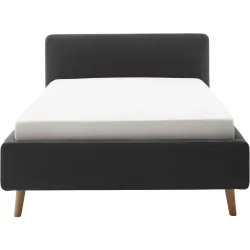 Bett Senja Grau Stoff 120 x 200 cm - Farbe: anthrazit - Bett