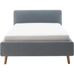 Bett Senja Blau Stoff 120 x 200 cm - Farbe: eisblau - Bett