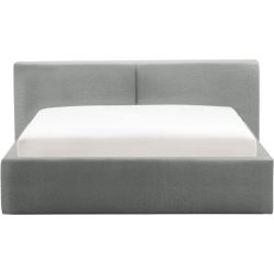 Bett Lois Grau Stoff 140 x 200 cm - Farbe: hellgrau - Bett