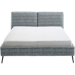 Bett Ibli Blau/Grau Stoff 160 x 200 cm - Farbe: graublau - Bett