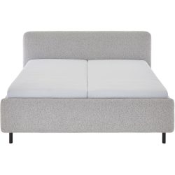 Bett Prisa Grau Stoff 160 x 200 cm - Farbe: hellgrau - Bett
