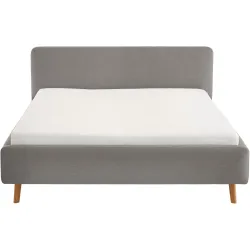 Bett Senja Stoff 180 x 200 cm - Farbe: Ash - Bett